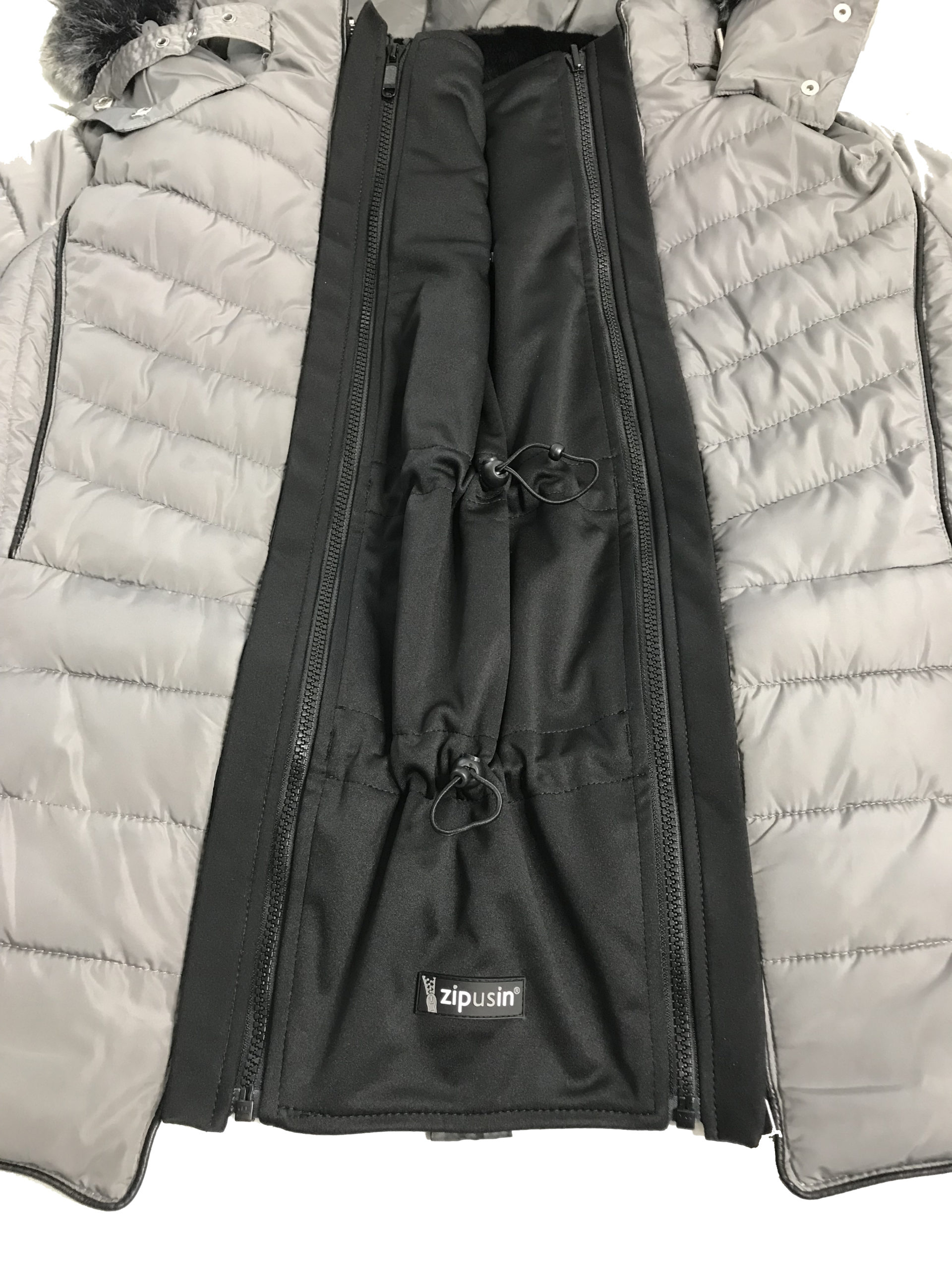 Unisex Black Zip Us In shorter length zip jacket extender panel for